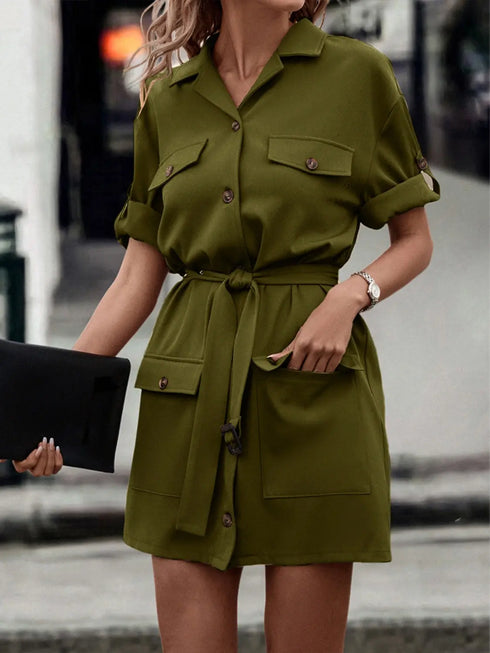 'Dextra' Collared Mini Dress - Celes Fashion